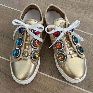 Kurt Geiger London Laney Octavia Gold Leather Sneakers